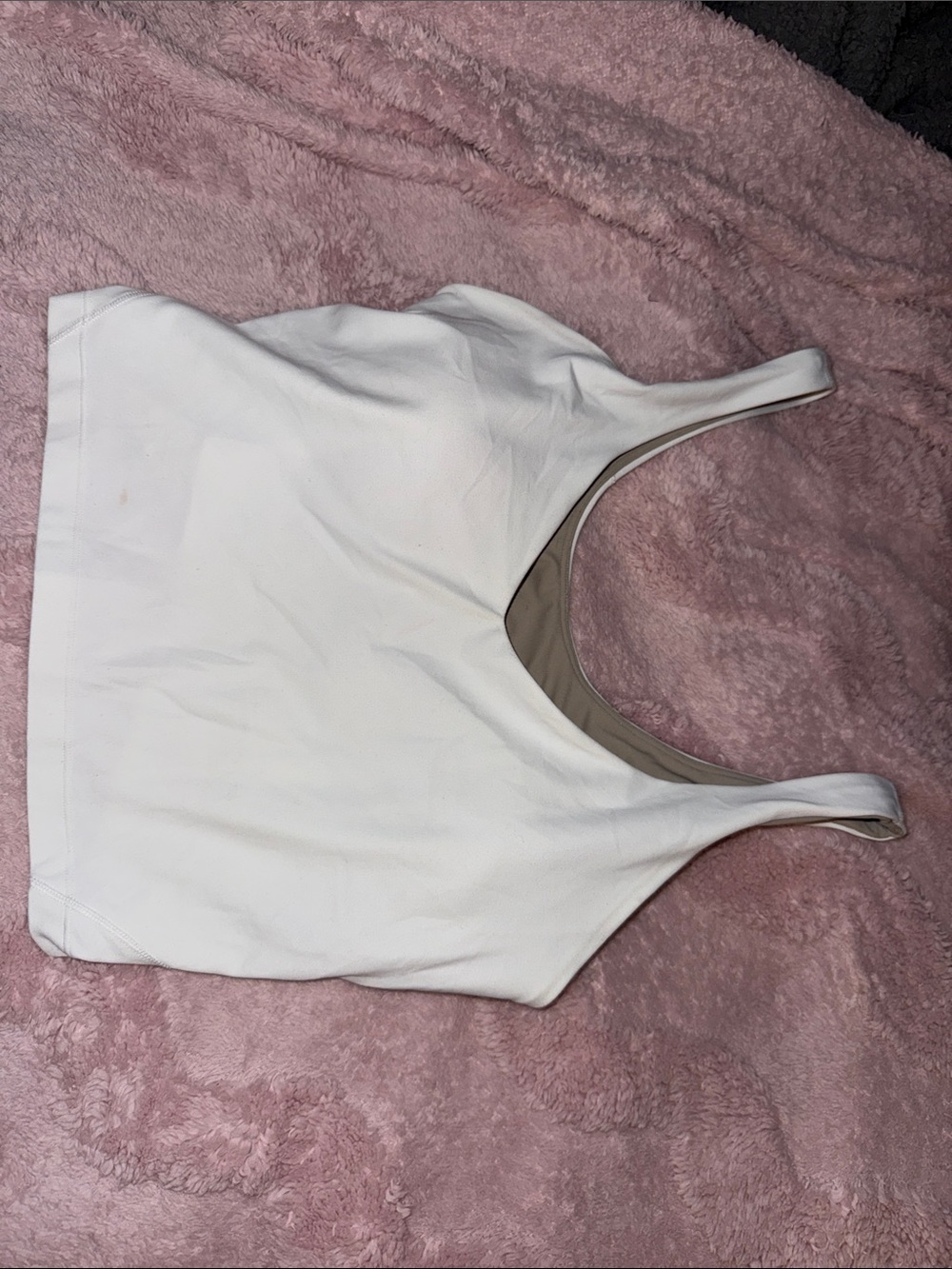 lululemon athletica White Scoop Neck Tank with Tan Lining